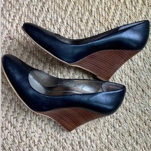 Nine West Wedge 3” Heels, Black Leather